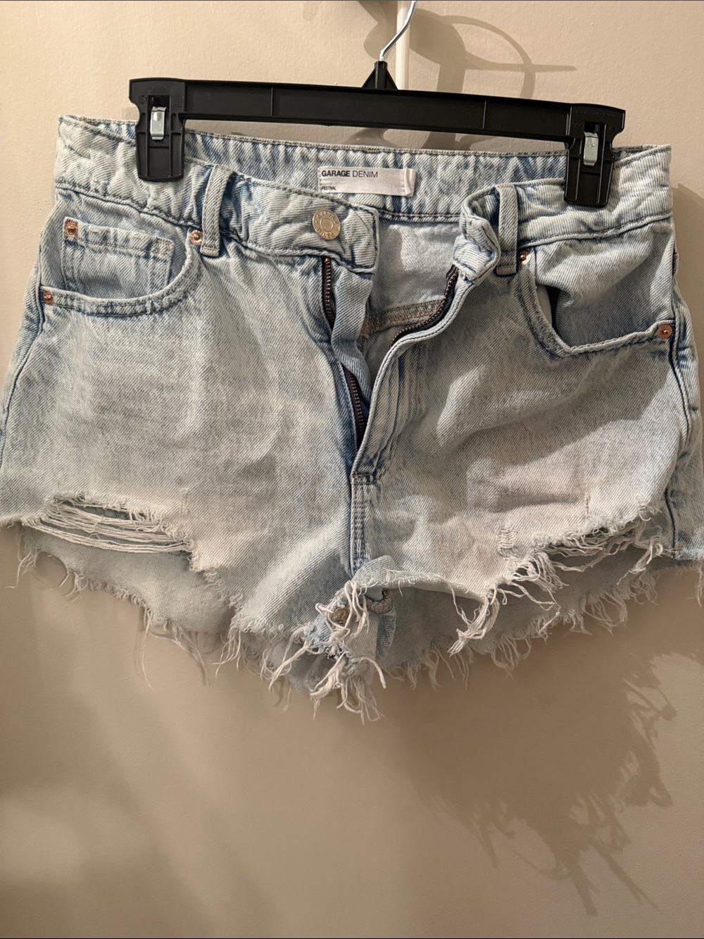 Garage Light Wash Distressed Denim Cutoff Shorts
